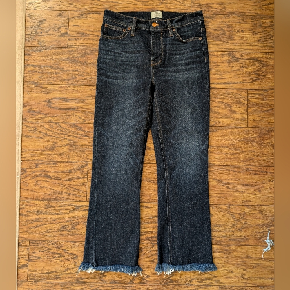 J.‎ Crew Dark Indigo Billie Demi Boot Crop Jeans